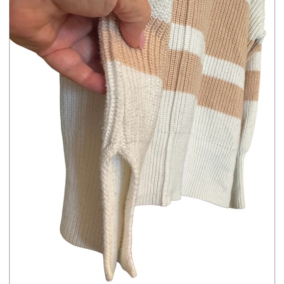 Aerie Beyond Neutral Stripe Oversized 1/4 Zip Knit Sweater NWOT - Picture 3 of 4